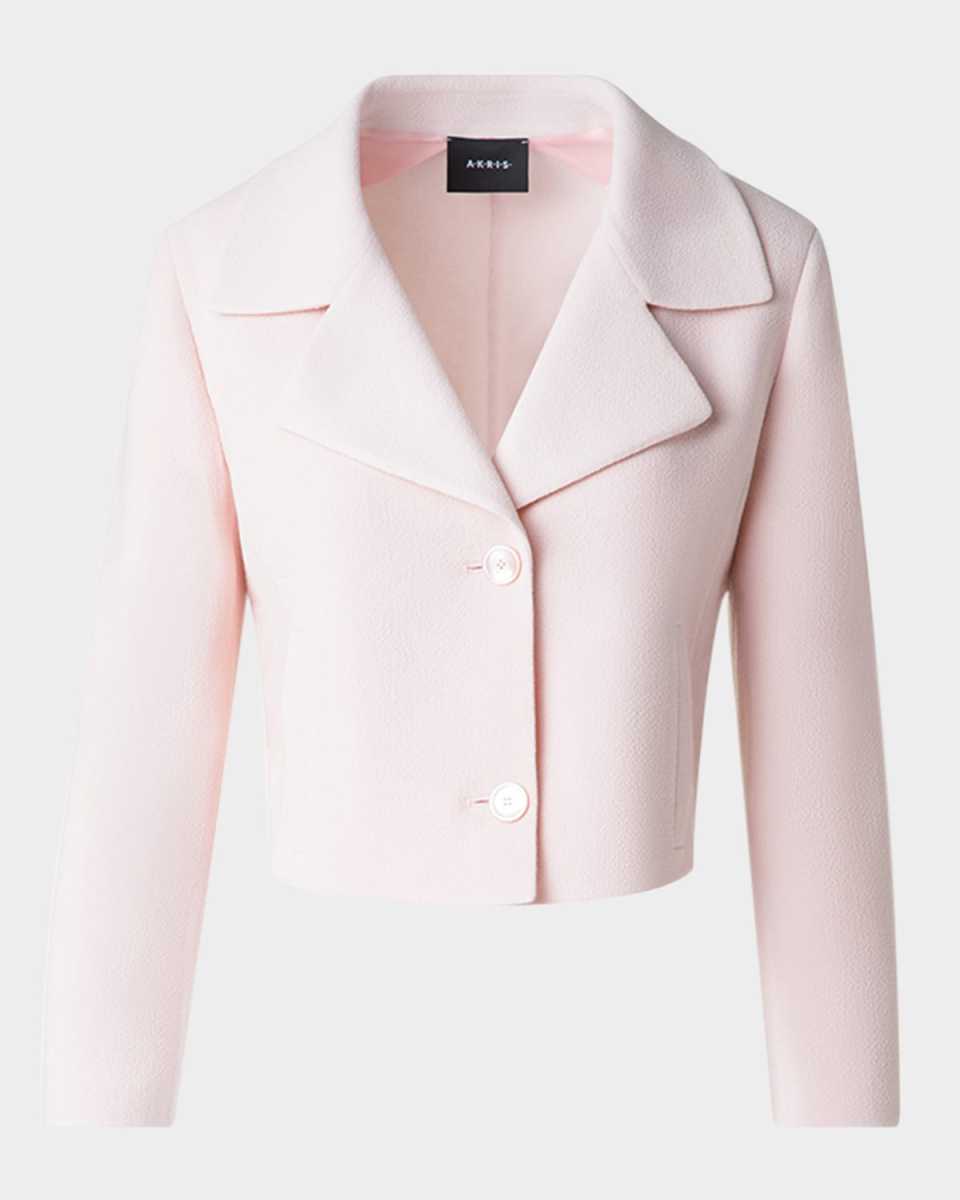 Wide Lapel Single-Breasted Crop Jacket